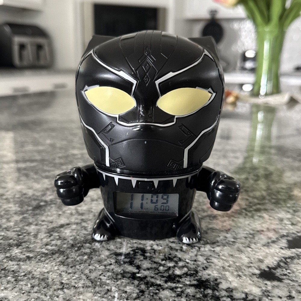 Bulb Botz Marvel Black‎ Panther Talking Alarm Clock w/ Night Light 5.5in